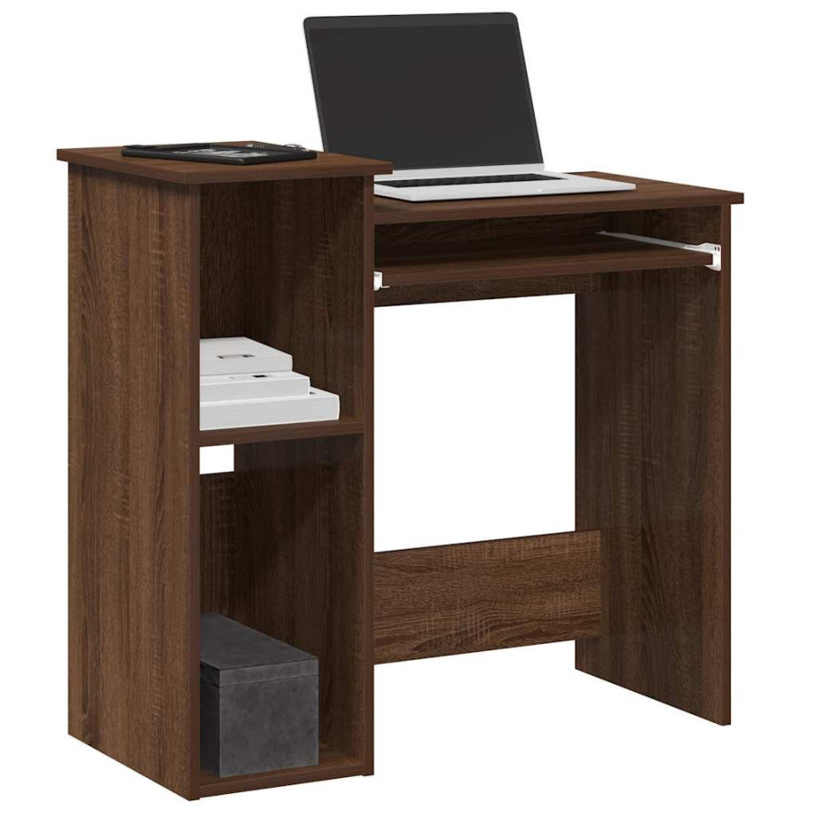 vidaXL Bureau met schappen 84x40x78 cm bewerkt hout bruineikenkleur afbeelding 1