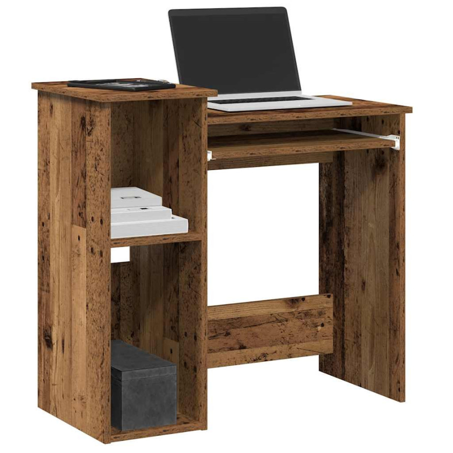 vidaXL Bureau met schappen 84x40x78 cm bewerkt hout oud houtkleurig afbeelding 1