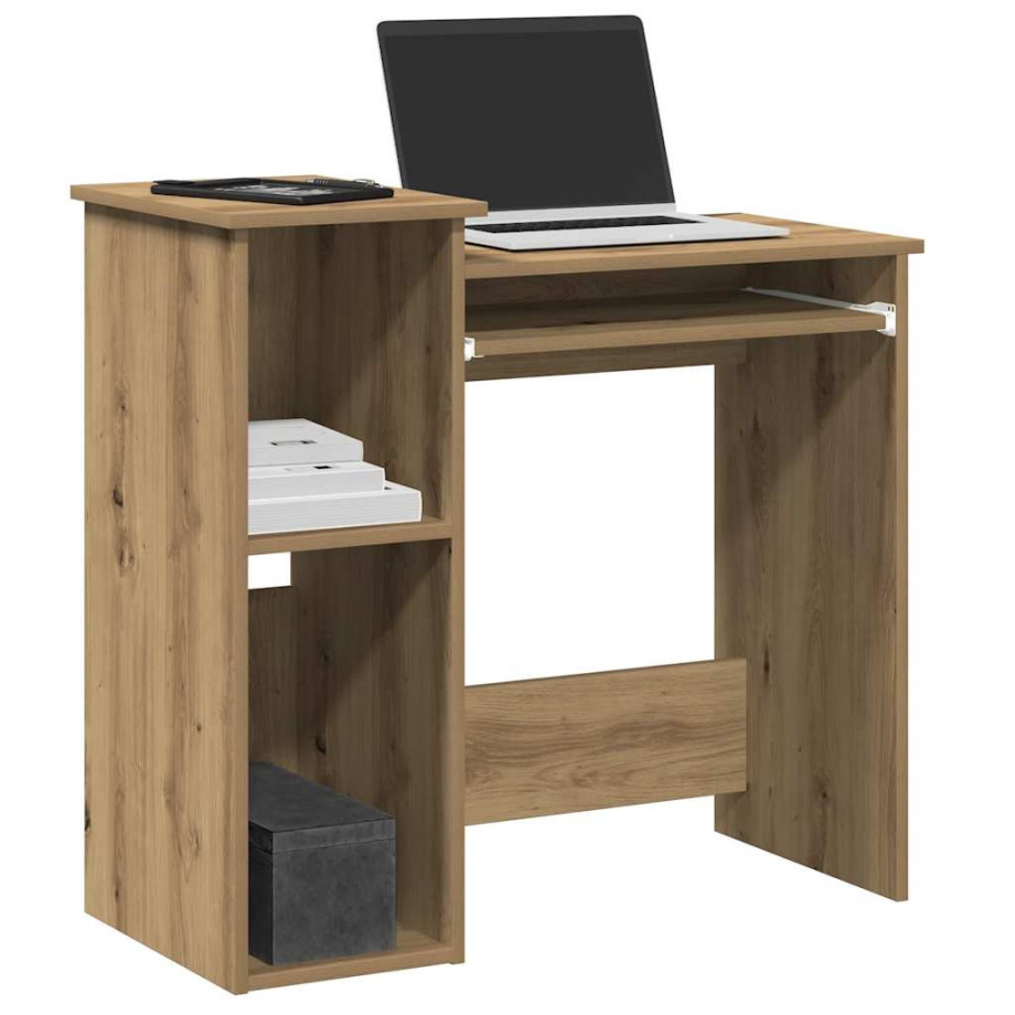 vidaXL Bureau met schappen 84x40x78 cm bewerkt hout artisanaal eiken afbeelding 1