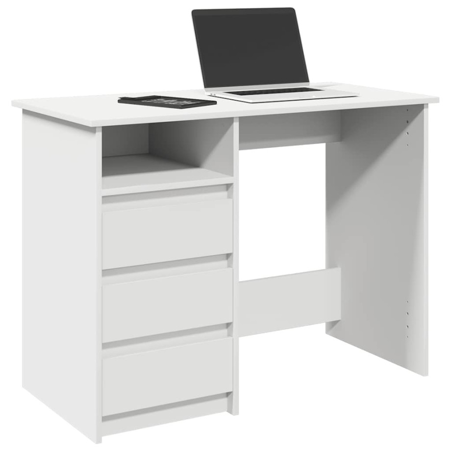 vidaXL Bureau 102x50x75 cm bewerkt hout wit afbeelding 1