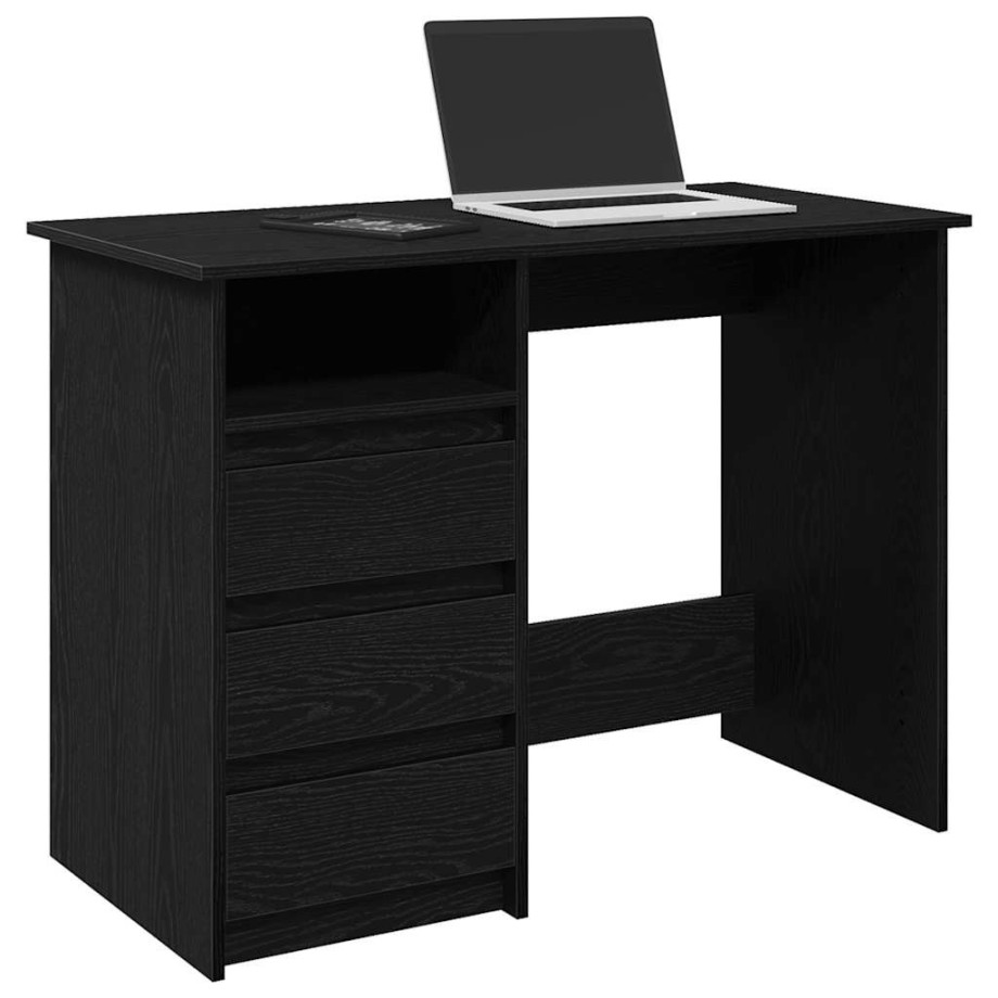 vidaXL Bureau 102x50x75 cm bewerkt hout zwart afbeelding 1