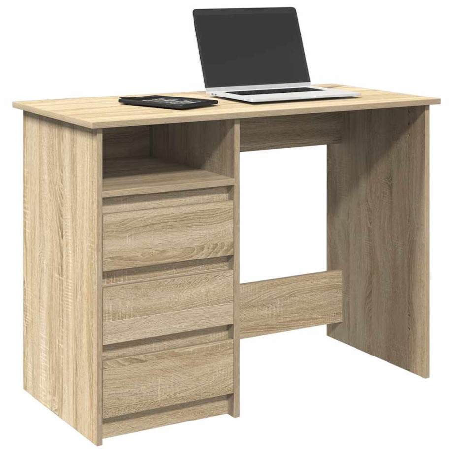 vidaXL Bureau 102x50x75 cm bewerkt hout sonoma eikenkleurig afbeelding 1