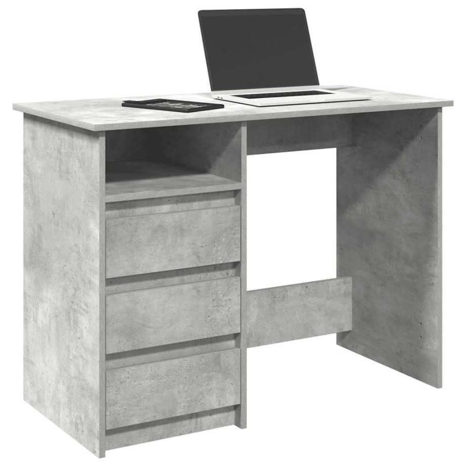 vidaXL Bureau 102x50x75 cm bewerkt hout betongrijs afbeelding 1