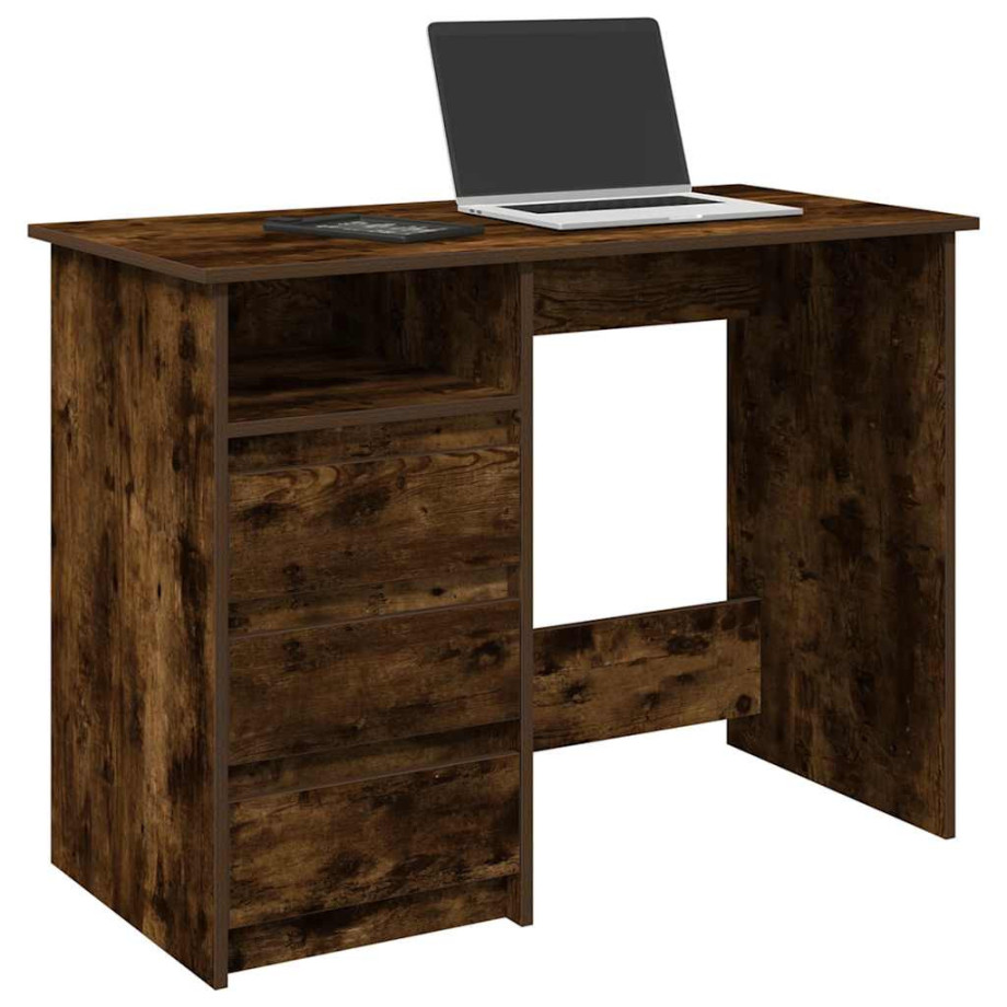 vidaXL Bureau 102x50x75 cm bewerkt hout gerookt eikenkleurig afbeelding 1