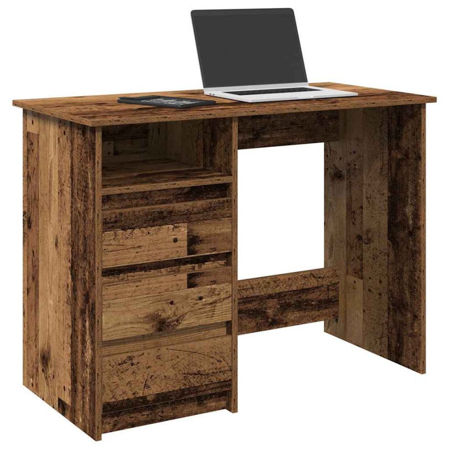 vidaXL Bureau 102x50x75 cm bewerkt hout oud houtkleurig afbeelding 1