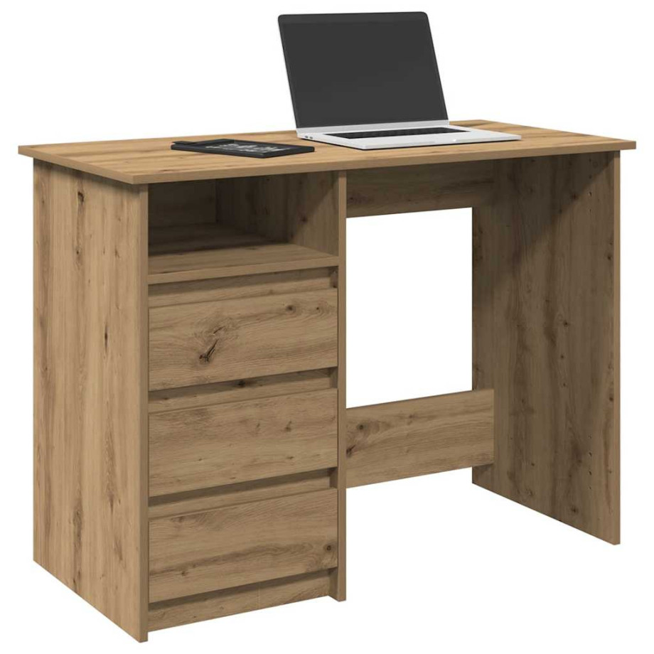 vidaXL Bureau 102x50x75 cm bewerkt hout artisanaal eikenkleurig afbeelding 1