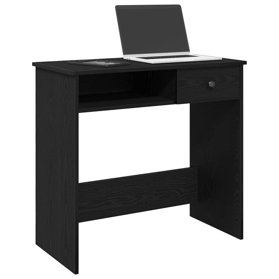 vidaXL Bureau 80x40x75 cm bewerkt hout zwart afbeelding 1