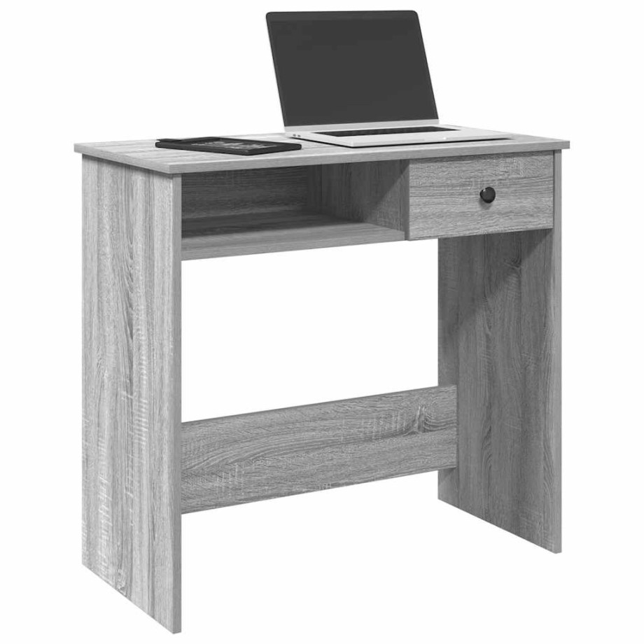 vidaXL Bureau 80x40x75 cm bewerkt hout grijs sonoma eikenkleurig afbeelding 1