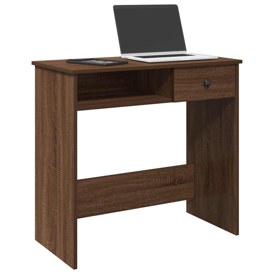 vidaXL Bureau 80x40x75 cm bewerkt hout bruin eikenkleur afbeelding 1