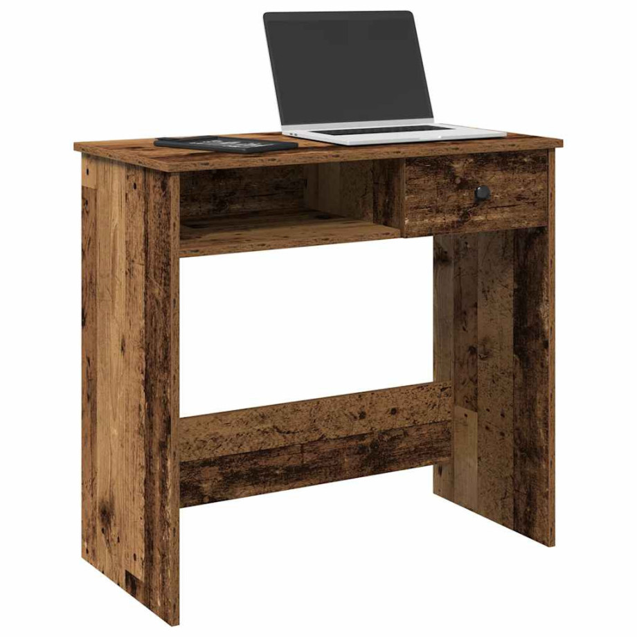 vidaXL Bureau 80x40x75 cm bewerkt hout oud houtkleurig afbeelding 1