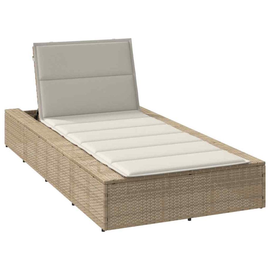 vidaXL Ligbed met zwevend kussen poly rattan beige afbeelding 1