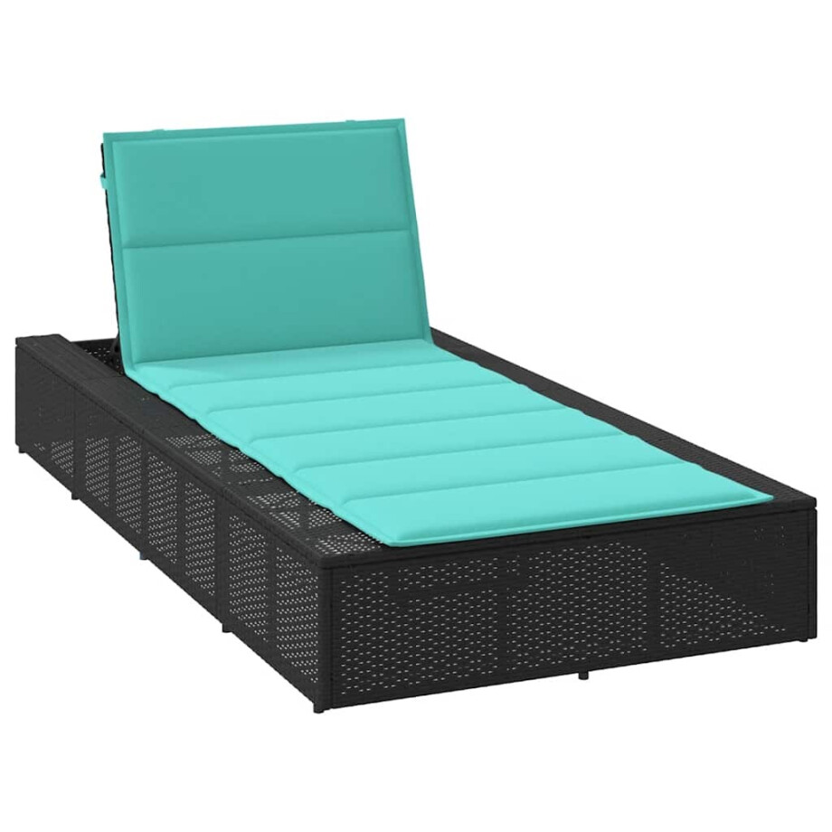 vidaXL Ligbed met zwevend kussen poly rattan zwart vidaXL Ligbed met zwevend kussen poly rattan zwart afbeelding 1
