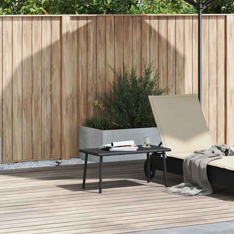 vidaXL Tuin salontafel rechthoekig 80x40x37 cm poly rattan zwart afbeelding 1