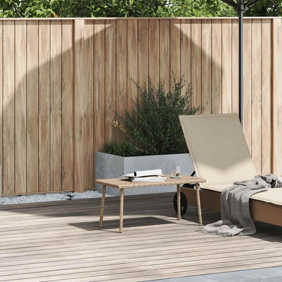 vidaXL Tuin salontafel rechthoekig 80x40x37 cm poly rattan beige afbeelding 1