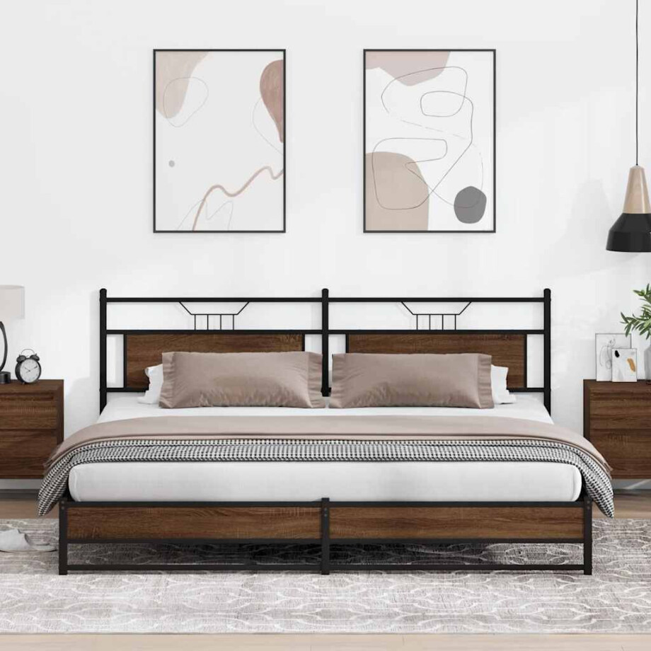 vidaXL Bedframe zonder matras metaal bruin eikenkleur 193x201 cm afbeelding 1