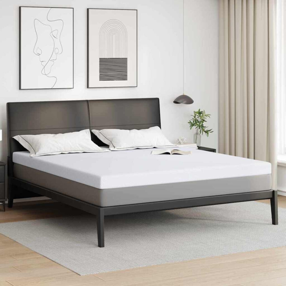 vidaXL Traagschuimmatras topper for Volwassene Zacht 200 x 200 cm Wit afbeelding 1