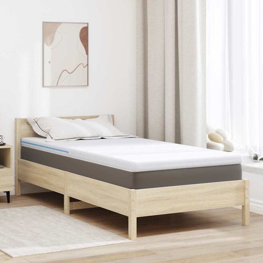 vidaXL matrastopper Wit 90 x 190 cm Jacquard stof afbeelding 1