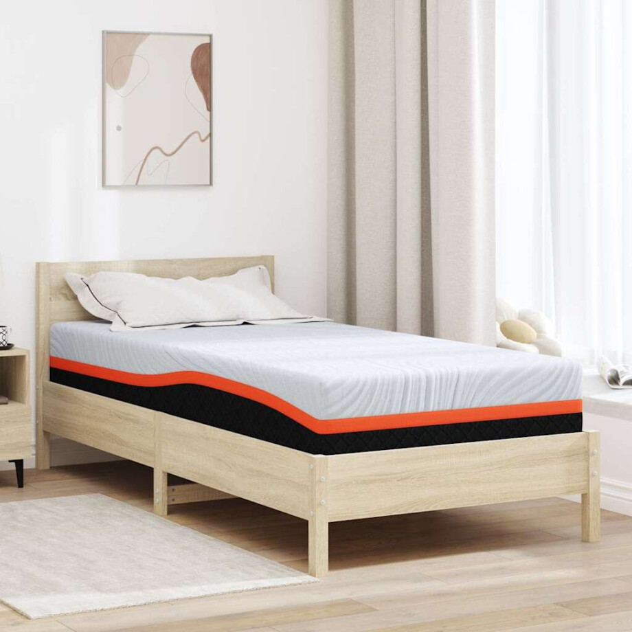 vidaXL Matras Wit en Grijs 100 x 200 cm Jacquard stof afbeelding 1