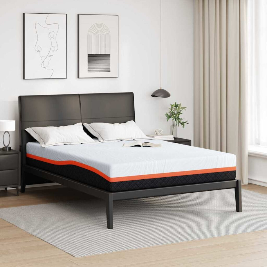 vidaXL Matras Wit en Grijs 160 x 200 cm Jacquard stof afbeelding 1