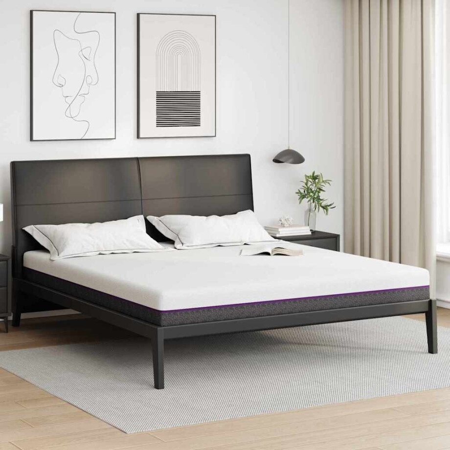 vidaXL Traagschuimmatras Medium 180 x 200 cm 16 cm Wit en Grijs afbeelding 1