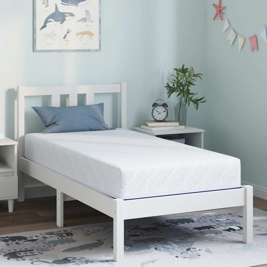 vidaXL Matras Wit en Blauw 80 x 160 cm Jacquard stof afbeelding 1