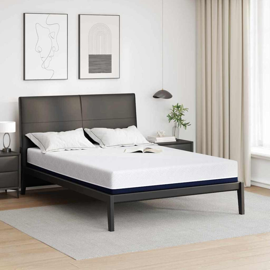 vidaXL Matras Wit en Blauw 140 x 190 cm Jacquard stof vidaXL Matras Wit en Blauw 140 x 190 cm Jacquard stof afbeelding 1
