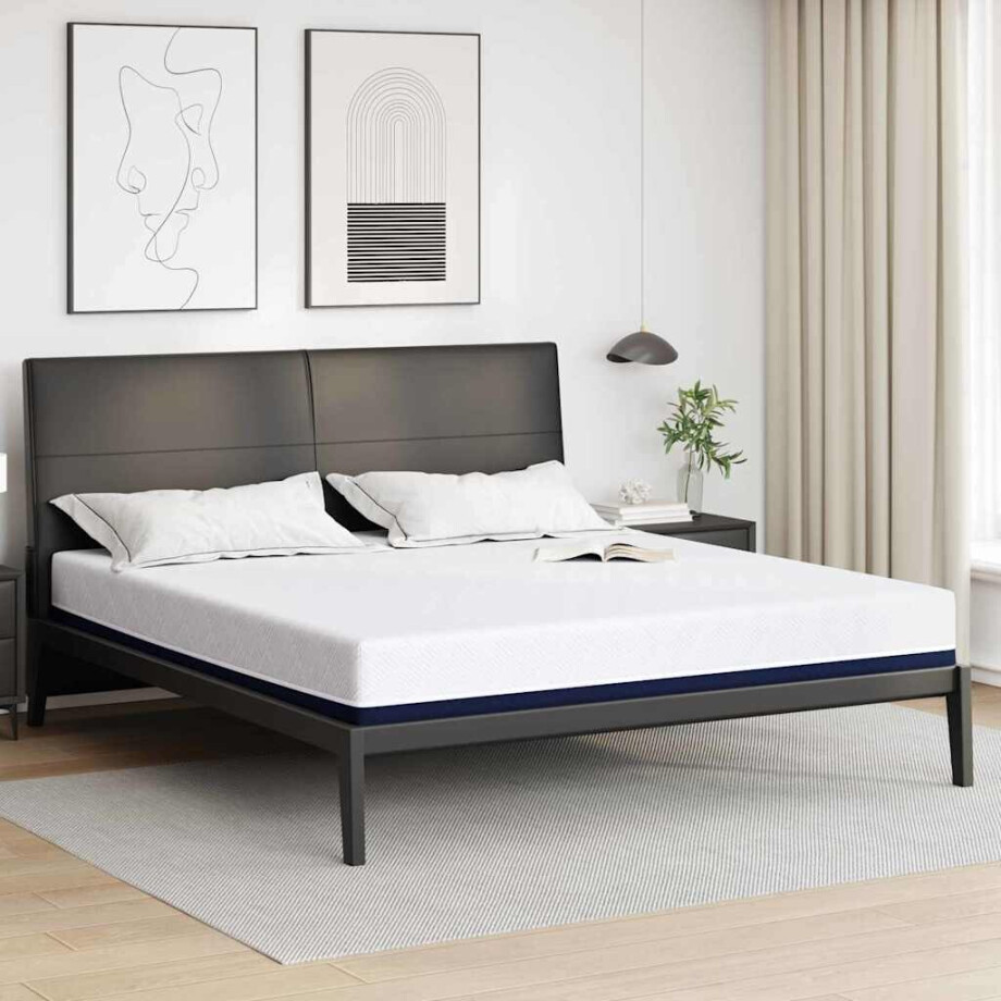 vidaXL Matras Wit en Blauw 180 x 200 cm Jacquard stof vidaXL Matras Wit en Blauw 180 x 200 cm Jacquard stof afbeelding 1