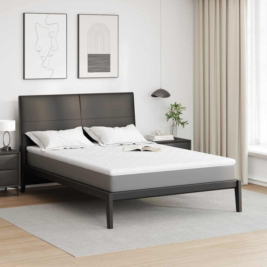 vidaXL Kokos Topper Wit 160 x 200 cm Jacquard stof afbeelding 1