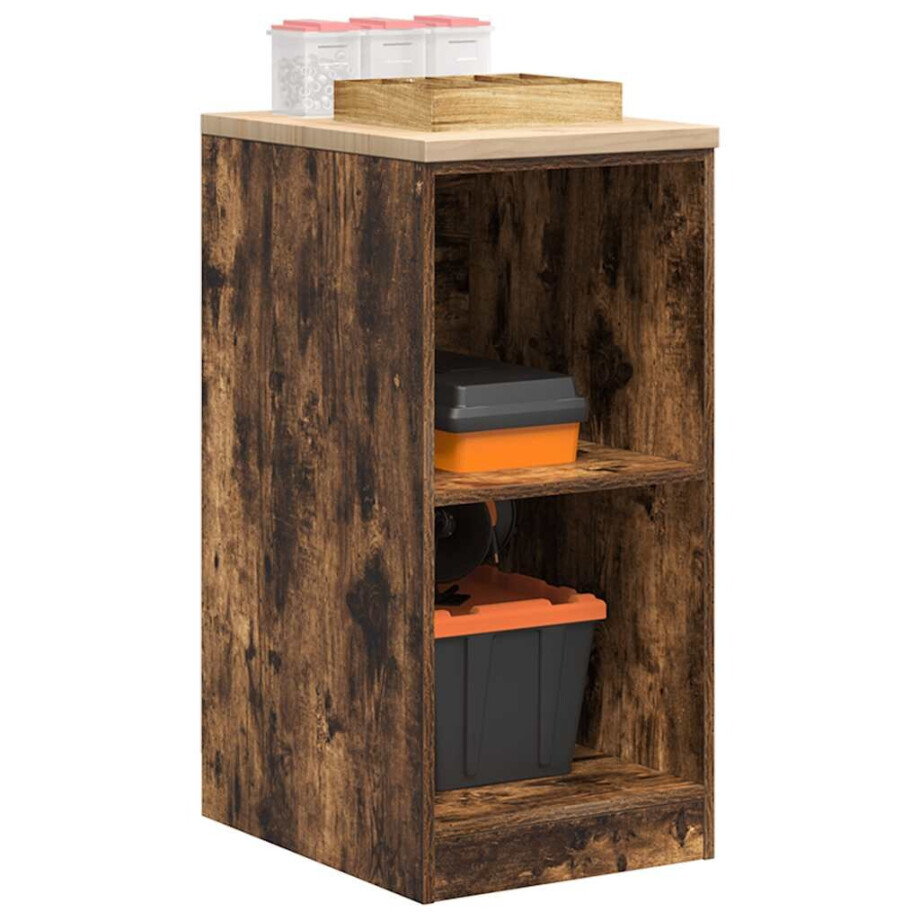 vidaXL Garagekast 40x51x85 cm massief grenenhout gerookt eiken vidaXL Garagekast 40x51x85 cm massief grenenhout gerookt eiken afbeelding 1