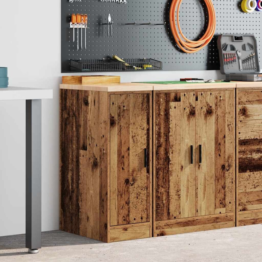 vidaXL Garagekast 30x51x85 cm massief grenenhout oud hout afbeelding 1