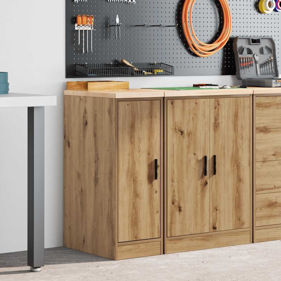 vidaXL Garagekast 30x51x85 cm massief grenenhout artisan eikenkleurig afbeelding 1