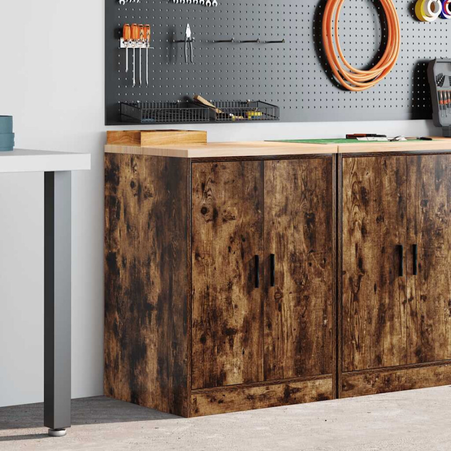 vidaXL Garagekast 60x51x85 cm massief grenenhout gerookt eiken vidaXL Garagekast 60x51x85 cm massief grenenhout gerookt eiken afbeelding 1