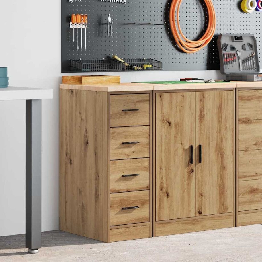 vidaXL Garagekast 30x51x85 cm massief grenenhout artisan eikenkleurig afbeelding 1