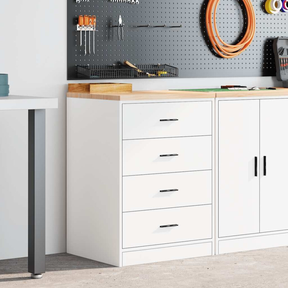 vidaXL Garagekast 60x51x85 cm massief grenenhout wit afbeelding 1