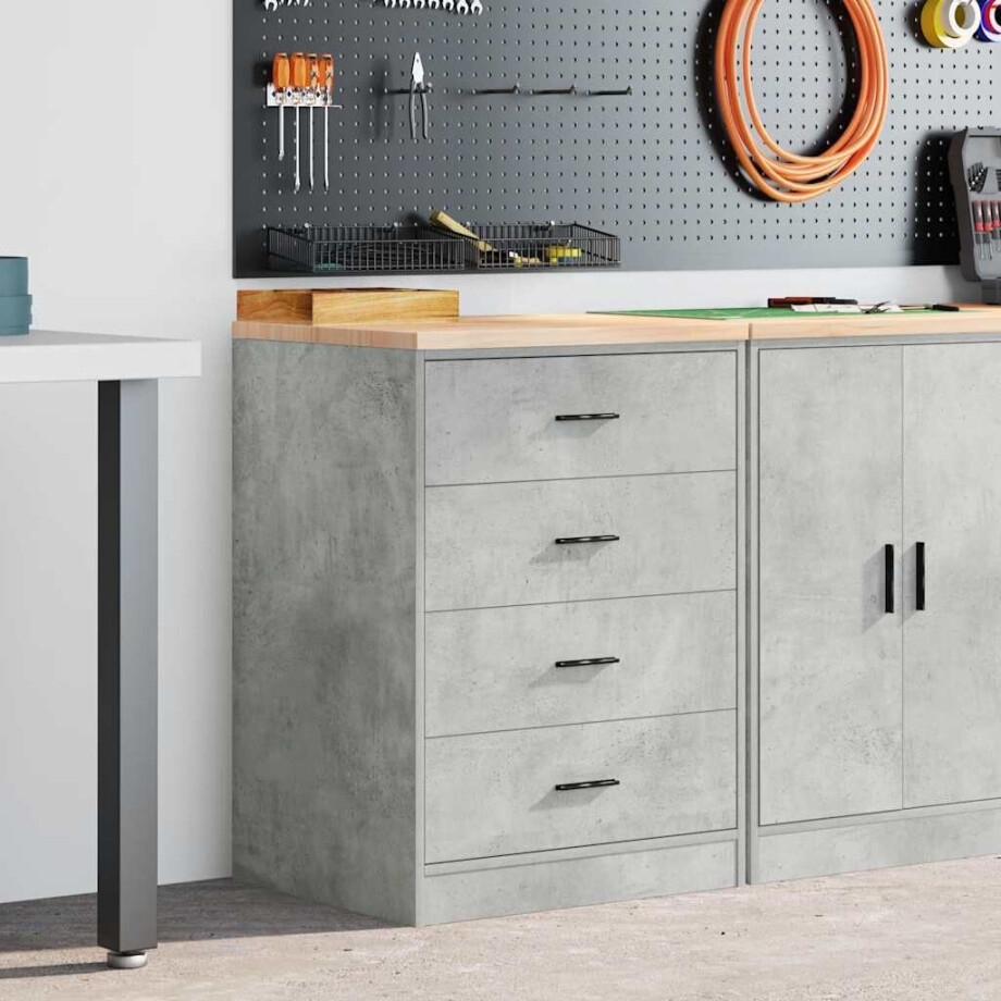 vidaXL Garagekast 60x51x85 cm massief grenenhout betongrijs afbeelding 1