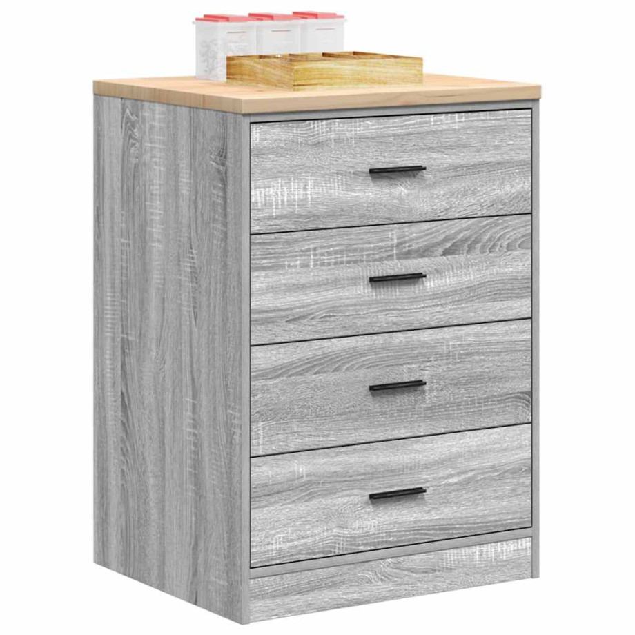vidaXL Garagekast 60x51x85 cm massief grenenhout grijs sonoma afbeelding 1