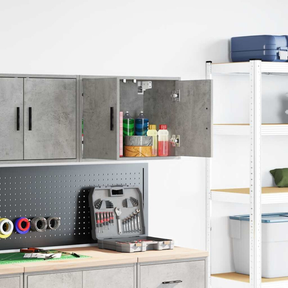 vidaXL Garage wandkast betongrijs bewerkt hout afbeelding 1