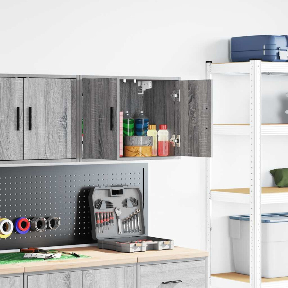 vidaXL Garage wandkast bewerkt hout grijs Sonoma afbeelding 1