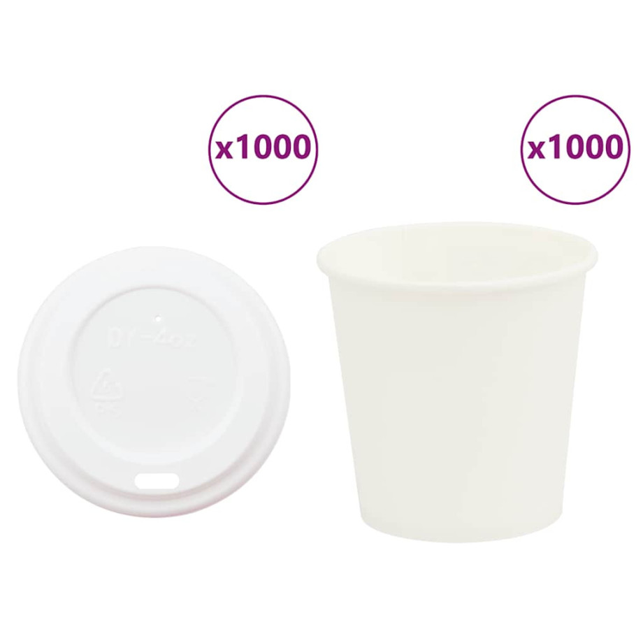 vidaXL Papieren koffiekopjes met deksel 1000 st 4oz 100 ml afbeelding 1