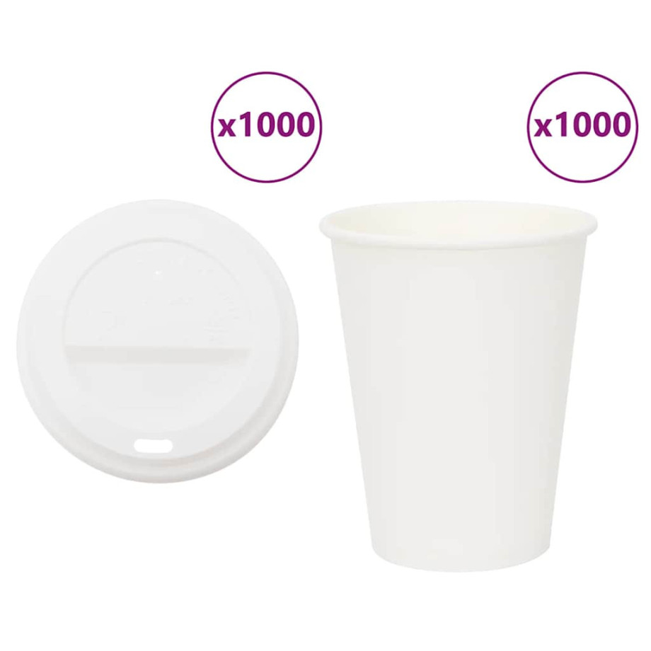 vidaXL Papieren koffiekopjes met deksel 1000 st 12oz 300 ml afbeelding 1