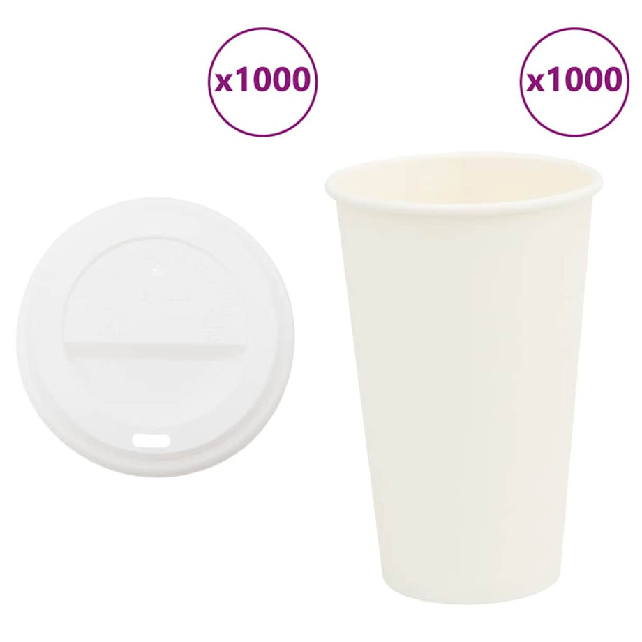 vidaXL Papieren koffiekopjes met deksel 1000 st 16oz 400 ml afbeelding 1