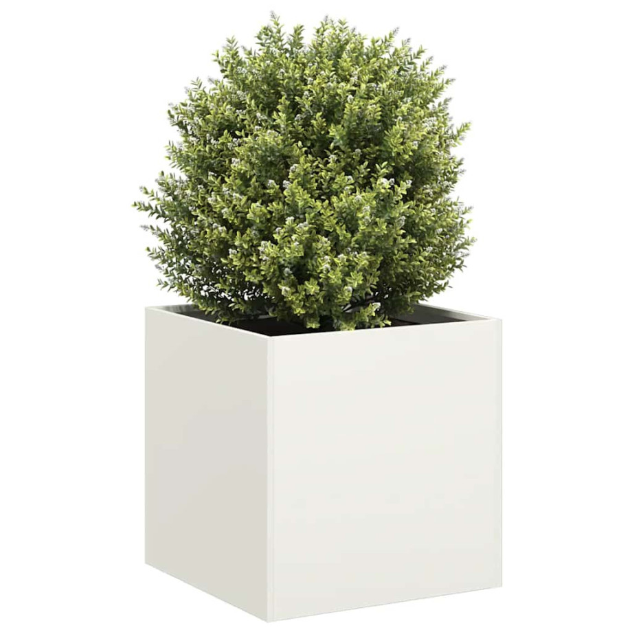 vidaXL Plantenbak 40x40x40 cm koudgewalst staal wit afbeelding 1