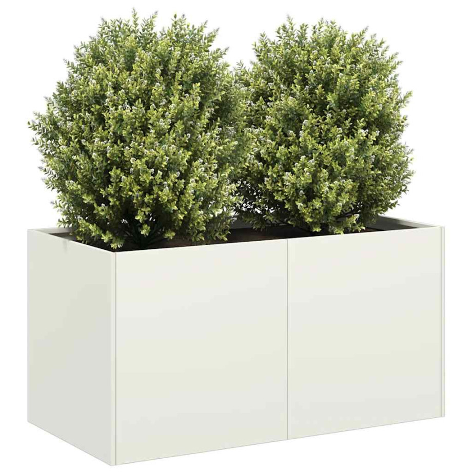 vidaXL Plantenbak 80x40x40 cm koudgewalst staal wit afbeelding 1