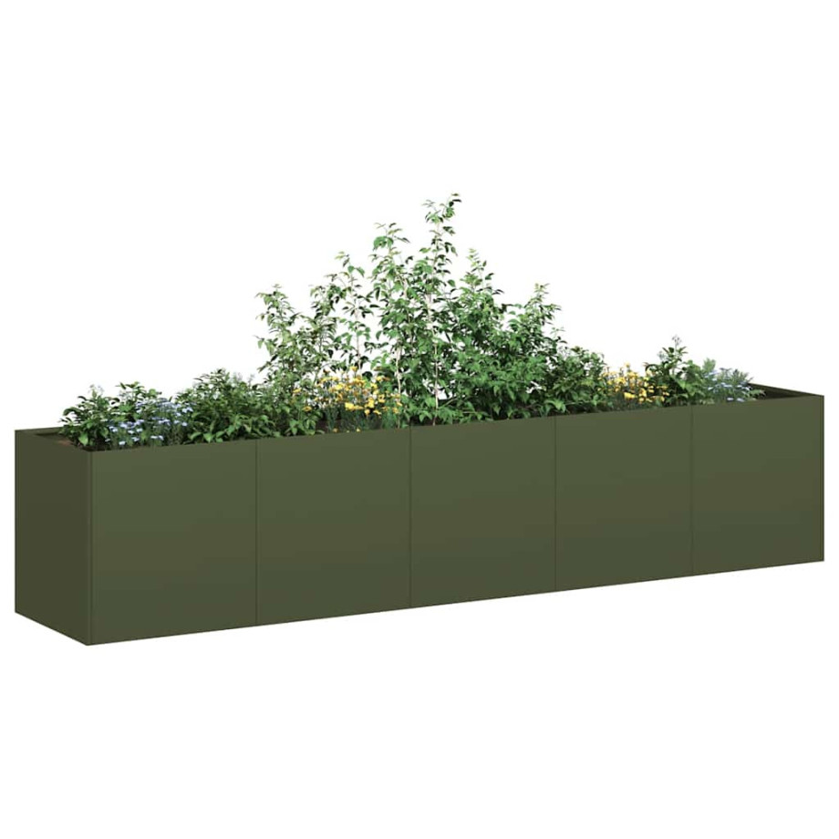 vidaXL Plantenbak 200x40x40 cm koudgewalst staal olijfgroen afbeelding 1