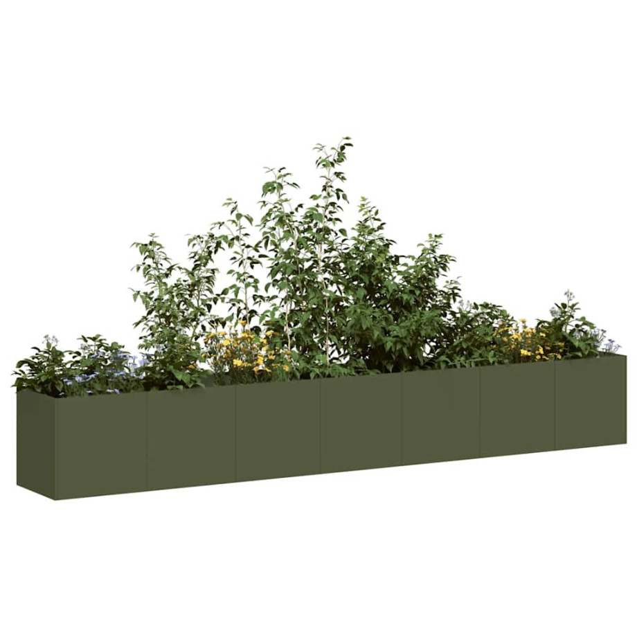 vidaXL Plantenbak 280x40x40 cm koudgewalst staal olijfgroen afbeelding 1