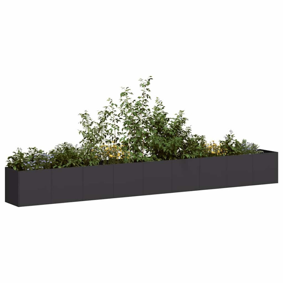 vidaXL Plantenbak 360x40x40 cm koudgewalst staal zwart afbeelding 1