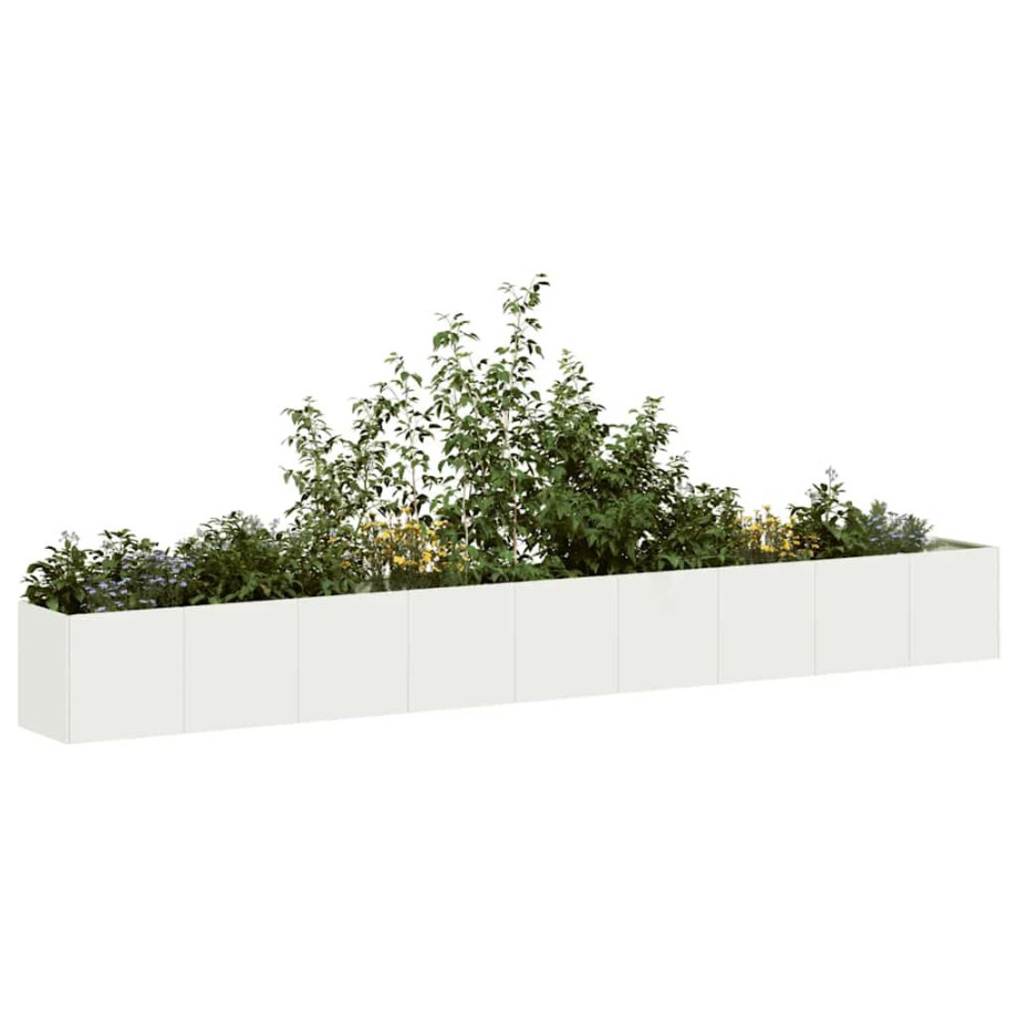 vidaXL Plantenbak 360x40x40 cm koudgewalst staal wit afbeelding 1