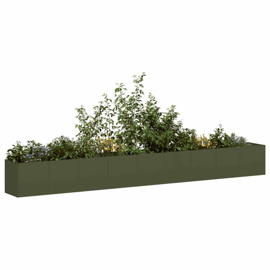 vidaXL Plantenbak 360x40x40 cm koudgewalst staal olijfgroen afbeelding 1