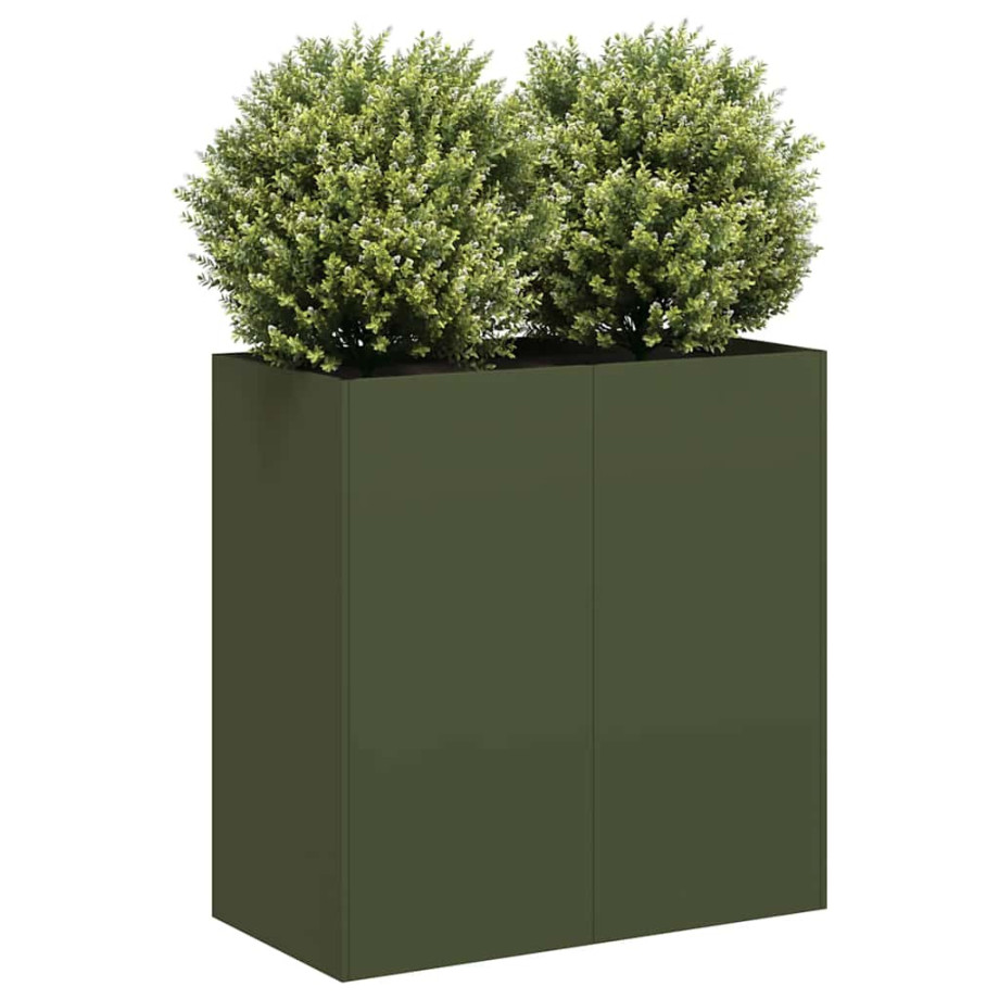 vidaXL Plantenbak 40x40x80 cm koudgewalst staal olijfgroen afbeelding 1