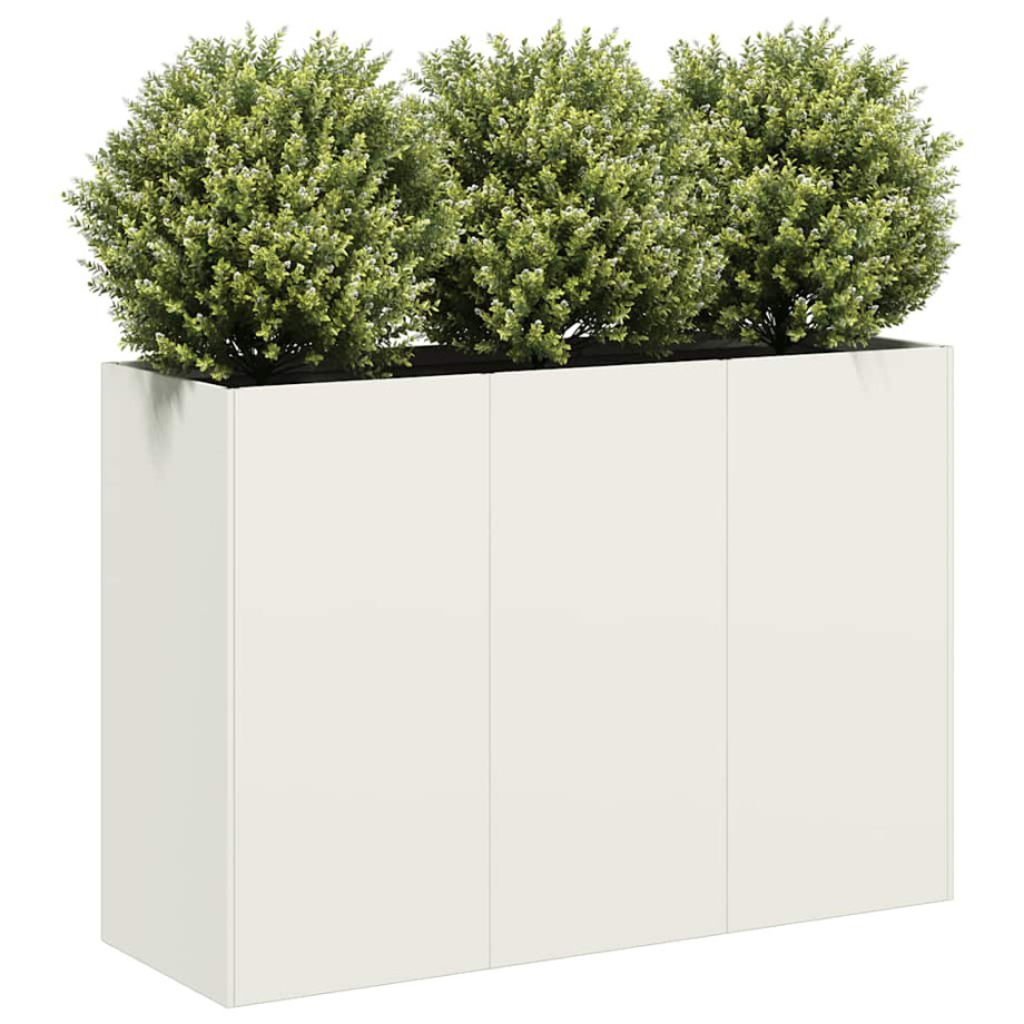 vidaXL Plantenbak 120x40x80 cm koudgewalst staal wit afbeelding 1